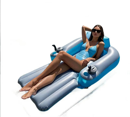 Addotron Customized Inflatable Float with Backrest Perforated Inflatable Floating Bed