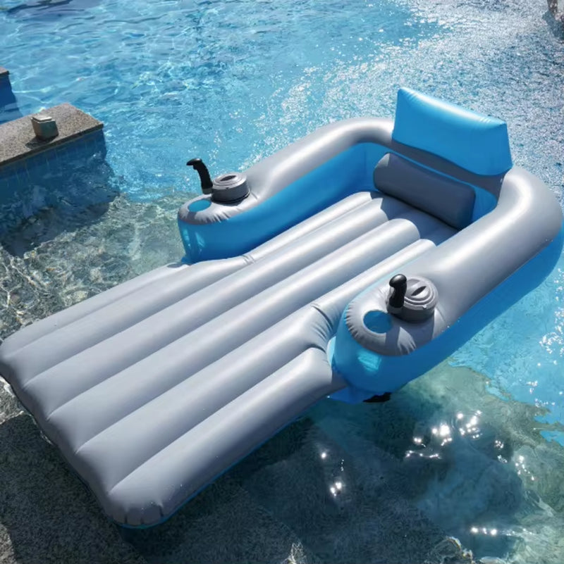 Addotron Customized Inflatable Float with Backrest Perforated Inflatable Floating Bed